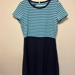 Women’s Talbots Blue and Black Striped Dress - L